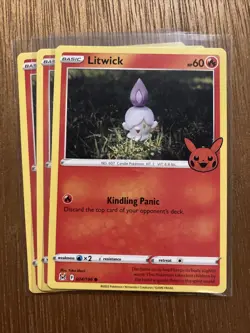 (3) Pokemon Litwick 024/196 2023 Trick or Trade Halloween Trick or Treat Common - Image 1