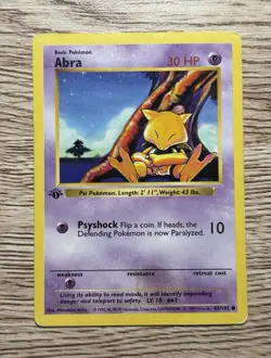 Pokemon TCG Abra 043/102 Base Set Shadowless 1st Ed Common Moderately Played - Image 1