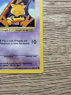 Pokemon TCG Abra 043/102 Base Set Shadowless 1st Ed Common Moderately Played - Image 5