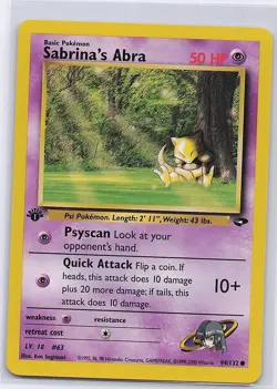 Sabrina's Abra 94/132 Common Gym Challenge Pokemon 1st Edition Lightly Played - Image 1
