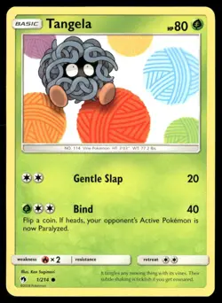 Tangela 1/214 Common Lost Thunder Pokemon Near Mint - Image 1