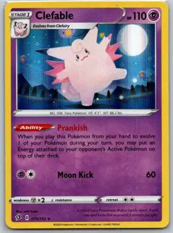 Clefable 075/192 Holo Rare Rebel Clash Pokemon Near Mint - Image 1