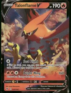 2020 Talonflame V 029/185 Ultra Rare Holo NM SWSH04: Vivid Voltage Pokemon - Image 1