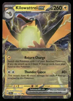 2024 Kilowattrel ex 068/191 Double Rare Holo NM SV08: Surging Sparks Pokemon - Image 1