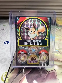 Vintage Eevee Bandai Sealddass Prism Pokemon Sticker Card Holo Creased - Image 1