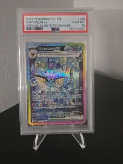 2025 POKEMON PRISMATIC EVOLUTIONS SPECIAL ILLUSTRATION RARE VAPOREON EX PSA 10 - Image 1