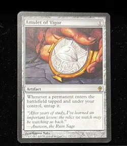 MTG Magic Rare Amulet of Vigor Artifact KEY card English Original set Worldwake - Image 1