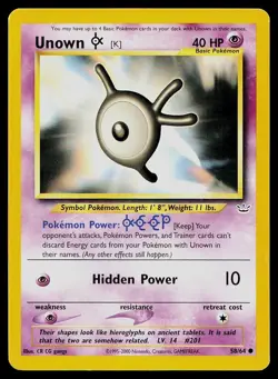Pokemon Card Neo Revelation Unown [K] 58/64 Common - Image 1