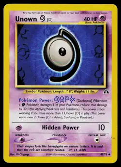 Pokemon Card Neo Discovery Unown [D] 47/75 Uncommon - Image 1