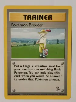 POKEMON TRAINER POKEMON BREEDER VINTAGE BASE SET 2 CARD LIGHT PLAY 105/130 - Image 1
