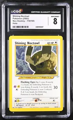 CGC 8 NM/MINT Shining Noctowl 110/105 Neo Destiny Holo Pokemon Card - Image 1