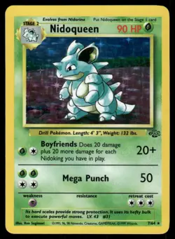 Pokemon Cards Nidoqueen 7/64 Unlimited Holo Jungle WOTC Rare LP - Image 1