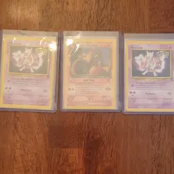 Pokemon TCG 3-Card Lot: 2x Mewtwo Movie Promo + Dark Charizard 21/82 EN 2000 - Image 1