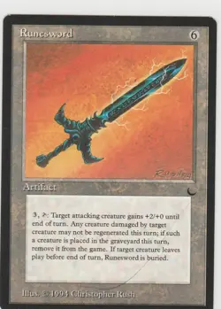 Magic the Gathering ~ MTG ~ 1x Runesword with a line ~ M/NM ~ THE DARK - Image 1