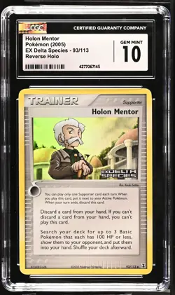 Pokemon Holon Mentor Reverse Holo 🔥POP 6🔥 2005 EX Delta Species 93/113 CGC 10 - Image 1