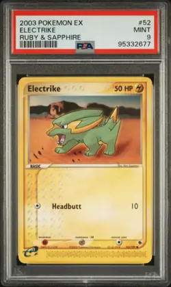 PSA 9 - 2003 EX Ruby & Sapphire Electrike 52/109 Pokemon Card - Image 1