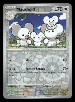 Maushold 074/091 Paldean Fates Reverse Holo NM/M Pokemon - Image 1