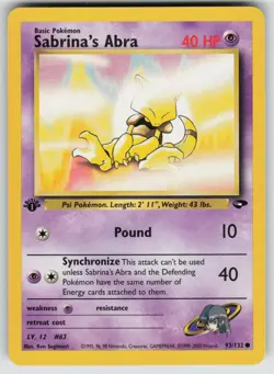 Sabrina's Abra 93/132 Common Gym Challenge Pokemon 1st Edition Near Mint - Image 1