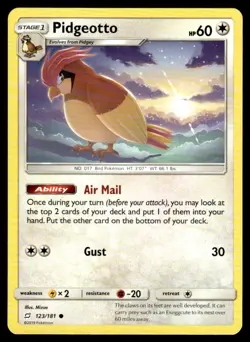 Pidgeotto 123/181 Common Team Up Pokemon LP - Image 1