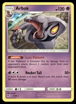 Arbok 27/68 Rare Hidden Fates Pokemon NM - Image 1