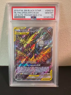 Pokemon 2019 SM Black Star Promo Moltres Zapdos Articuno GX SM210 PSA 10 - Image 1