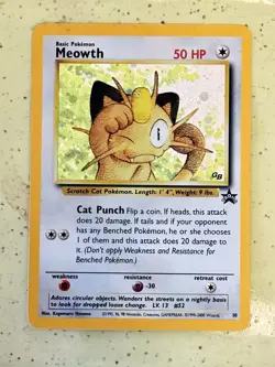 Meowth 10 Pokemon WOTC Black Star Promo Card Holo Near Mint Wizards Of The Coast - Image 1