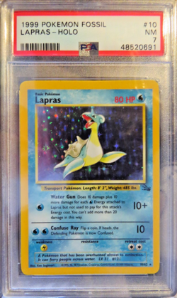 Pokemon Fossil 10 Lapras PSA 7 N Mint - Image 1