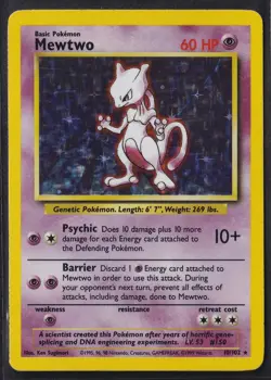 Mewtwo 10/102 Holo Holo Rare Base Set Unlimited Pokemon Holo Lightly Played - Image 1