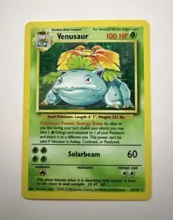 Wizards of the Coast Pokemon TCG Base Set Venusaur 15/102 1999 EN Rare 100 HP - Image 1