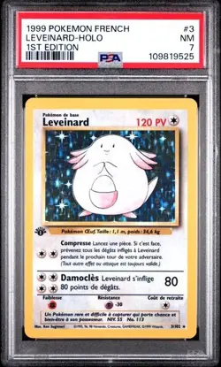 [French] Pokemon TCG Chansey [Leveinard] Holo FIRST EDITION 3/102 Vintage psa 7 - Image 1