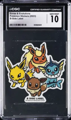 2023 POKEMON STICKERS B-SIDE LABEL EEVEE & EVOLUTIONS CGC 10 GEM MINT - Image 1