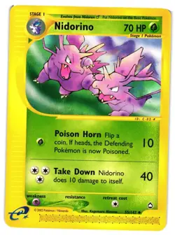 Pokemon TCG Nidorino 55/147 Uncommon Aquapolis NM - Image 1