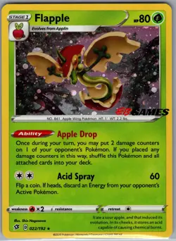 Flapple 022/192 - Pokemon SWSH Rebel Clash (EB Games Exclusive) - Holo Rare (NM) - Image 1
