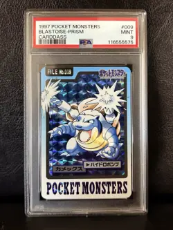 BLASTOISE PRISM HOLO 1997 POCKET MONSTERS CARDDASS #009 PSA 9 MINT - Image 1