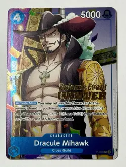 One Piece: Dracule Mihawk (OP11 Release Event Winner) P-081 Promo Card ENG Foil - Image 1