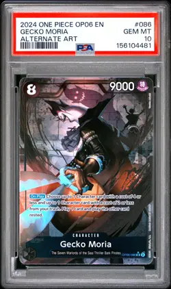 2024 ONE PIECE OP06-WINGS OF THE CAPTAIN ALTERNATE ART #086 GECKO MORIA PSA 10 - Image 1