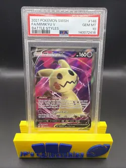 2021 POKEMON SWORD & SHIELD BATTLE STYLES #148 FULL ART/MIMIKYU V PSA 10 - Image 1