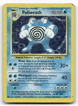 Poliwrath 13/102 Base Set Unlimited Pokemon HP Holo Rare - Image 1