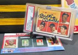 MICKEY MANTLE 1961 Topps SIGNED #44 HR Leaders PSA/DNA 3, 10 AUTO YANKEES HOF - Image 3