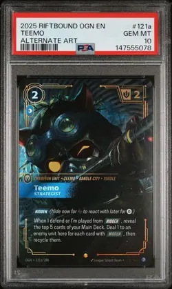 2025 RIFTBOUND: LEAGUE OF LEGENDS OGN-ORIGINS #121A TEEMO - STRATEGIST PSA 10 - Image 1