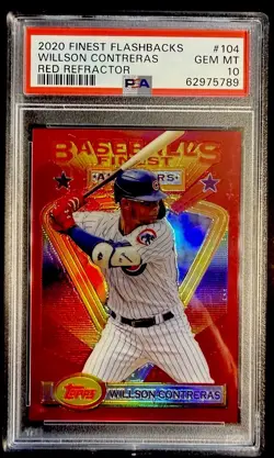 2020 FINEST FLASHBACKS WILSON CONTRERAS RED REFRACTOR #ED 1/5 PSA 10 - Image 1