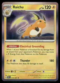 Raichu 019/091 Holo Paldean Fates Pokemon TCG trading card - Image 1