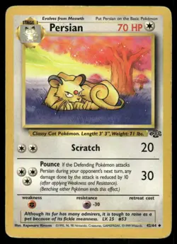 Persian 42/64 Jungle Pokemon TCG trading card - Image 1
