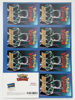 Pokemon Stadium Blockbuster Uncut Mewtwo Sheet Nintendo Power Promo Type Card - Image 1