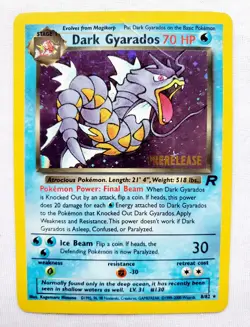 2000 POKEMON TEAM ROCKET PRERELEASE PROMO #8 8/82 DARK GYARADOS HOLO RARE CARD - Image 1