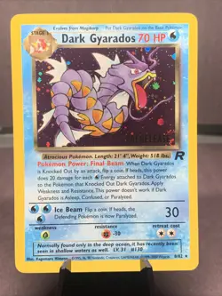 Pokemon TCG Dark Gyarados 8/82 Team Rocket Prerelease Holo Rare VTG Swirl - Image 1