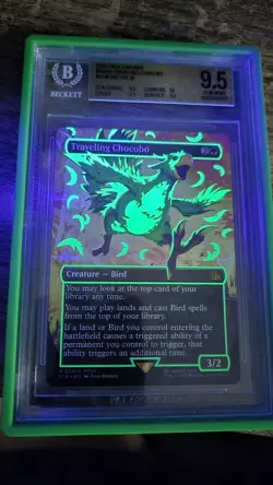 MTG Traveling Chocobo (Borderless) (Neon Ink Green) Final Fantasy Foil BGS 9.5 - Image 3