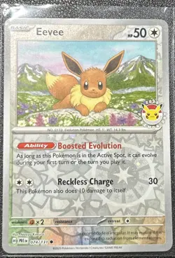 Pokemon TCG Eevee 074/131 Prismatic Evolutions Pokemon Day Stamped Promo Reverse - Image 1