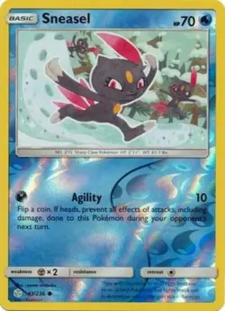 Sneasel 43/236 Cosmic Eclipse Reverse Holo Near Mint Pokemon DNA GAMES - Image 1