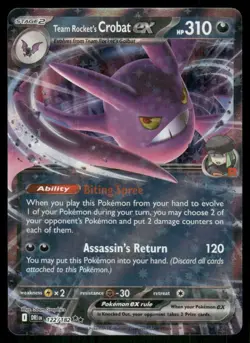 Team Rocket's Crobat EX 122/182 Double Rare Holo Destined Rivals Pokemon TCG - Image 1